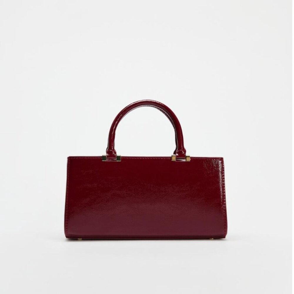 Burgundy Textured Handbag - Picture 4 of 5